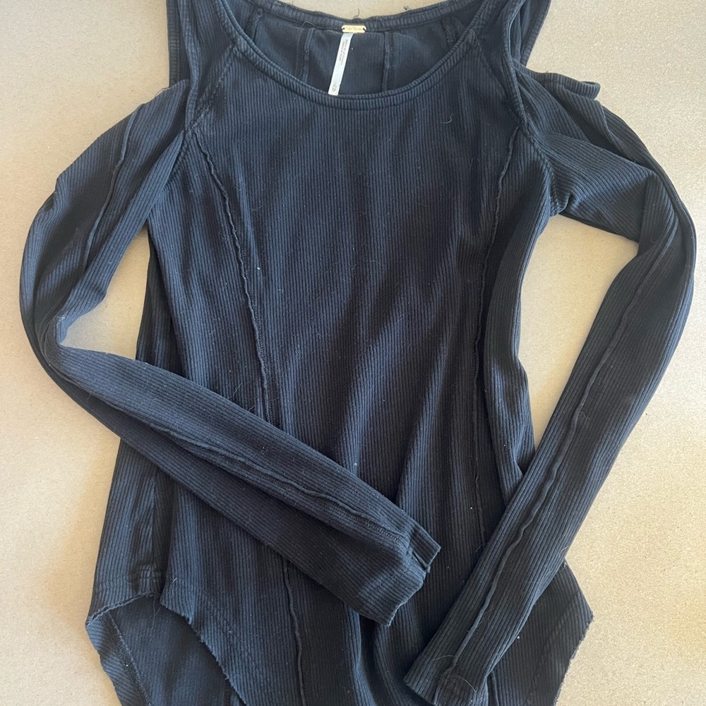 Free People Black Cold Shoulder Women's Top